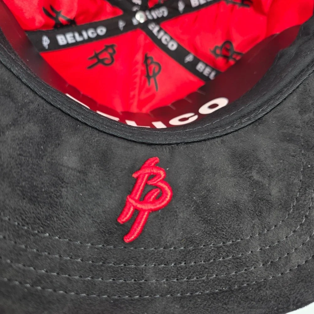Belico Hats Rico Muerto Black Red Rhinestone Snapback‎ Hat with Dust Bag